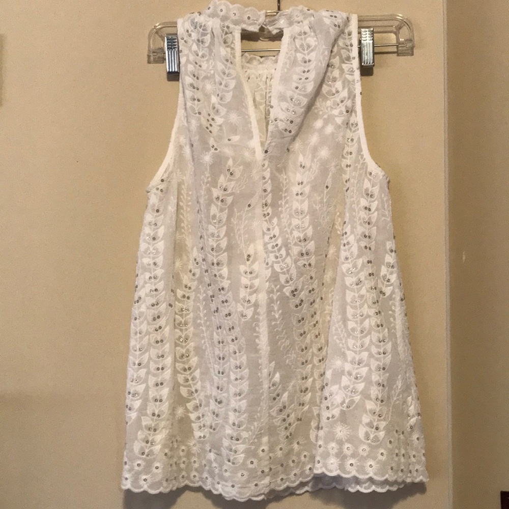 White flowy high neck tank top